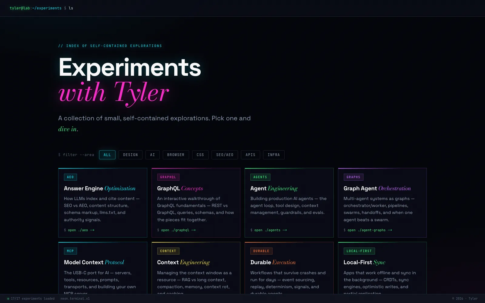 Experiments with Tyler — an index of interactive explainers